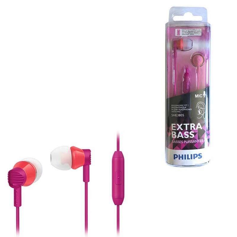 Pack De 3 Unidades Philips Auriculares De Boton She3805 Rosa 3 Uds
