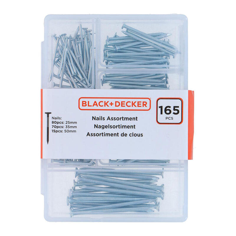 Pack De 3 Unidades - Surtido De Clavos 165 Piezas Black+Decker