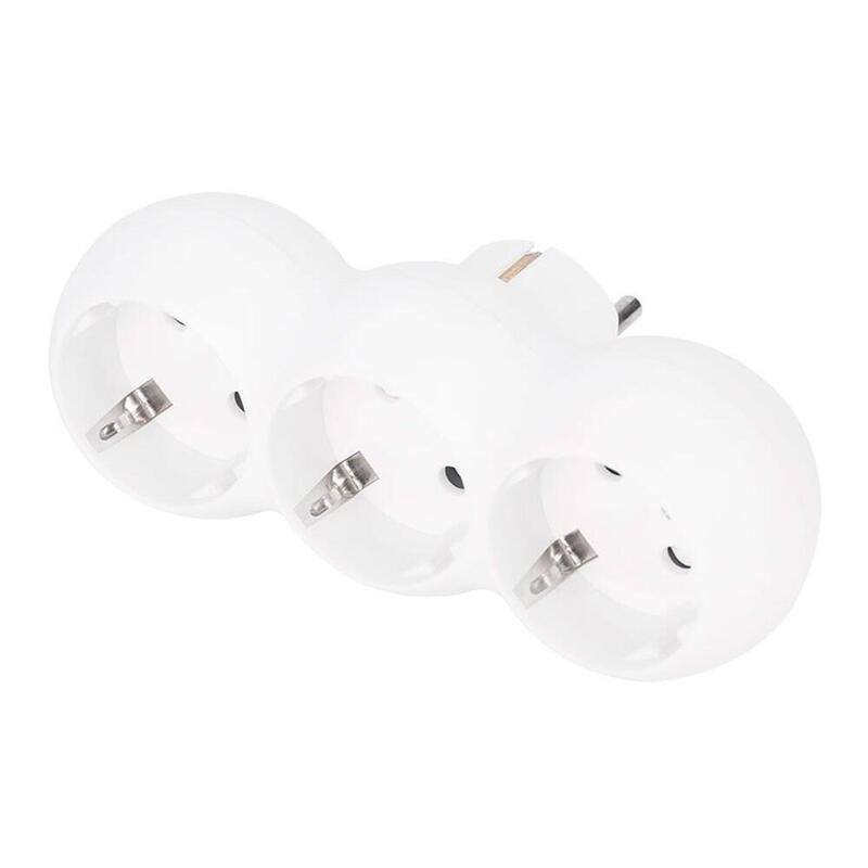 Pack De 4 Unidades - Adaptador Triple Frontal Schuko 2p+T 16a 250v~, Blanco