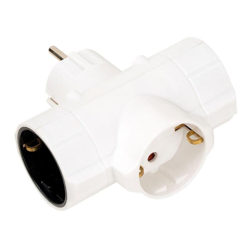 Pack De 4 Unidades - Adaptador Triple Lateral Schuko 2p+T 16a 250v~, Blanco