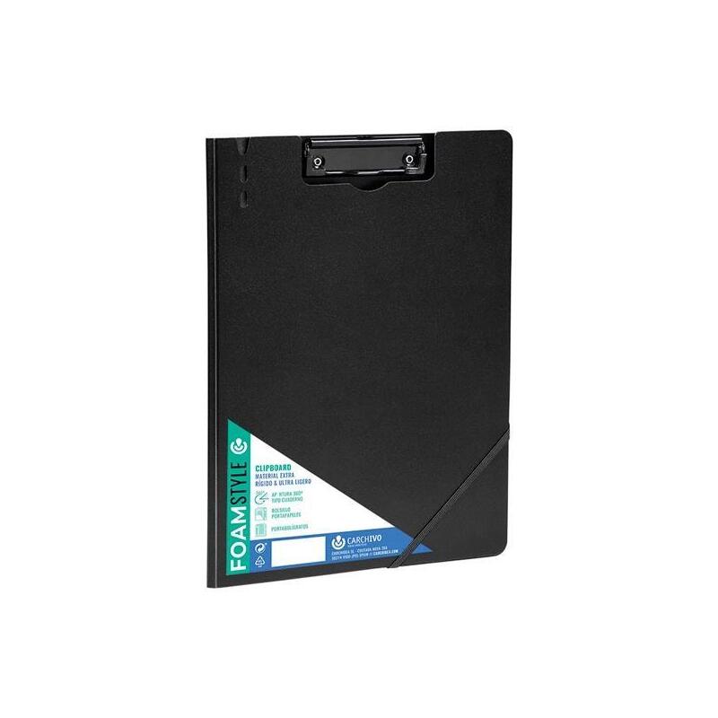 Pack De 4 Unidades Carchivo Carpeta Con Pinza Foam Style A4 C/Goma Negro