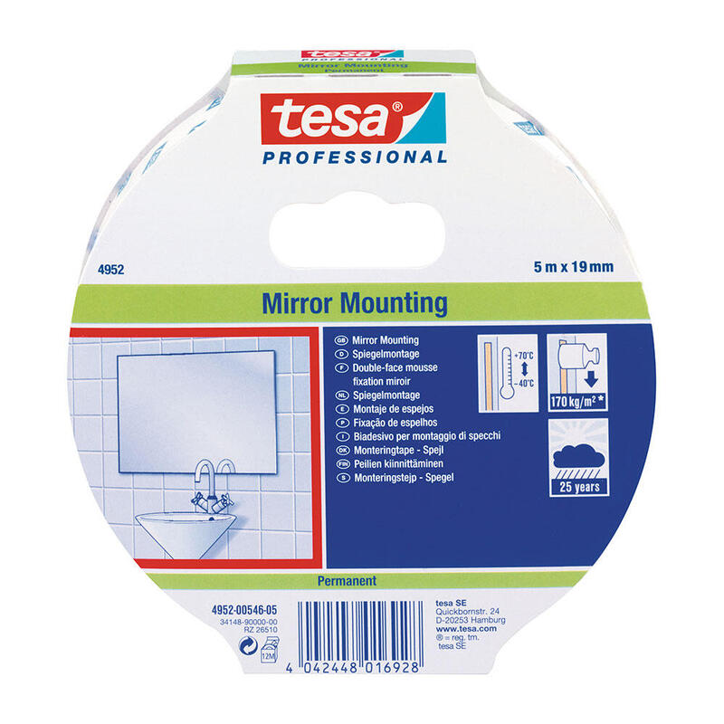 Pack De 4 Unidades - Cinta Doble Cara Montaje Espejos 5m X 19mm 4952 Tesa