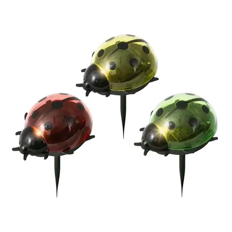 Pack De 4 Unidades - Estaca Solar En Forma De Mariquita, Colores Surtidos, Ø8 X 6 X 14 Cm