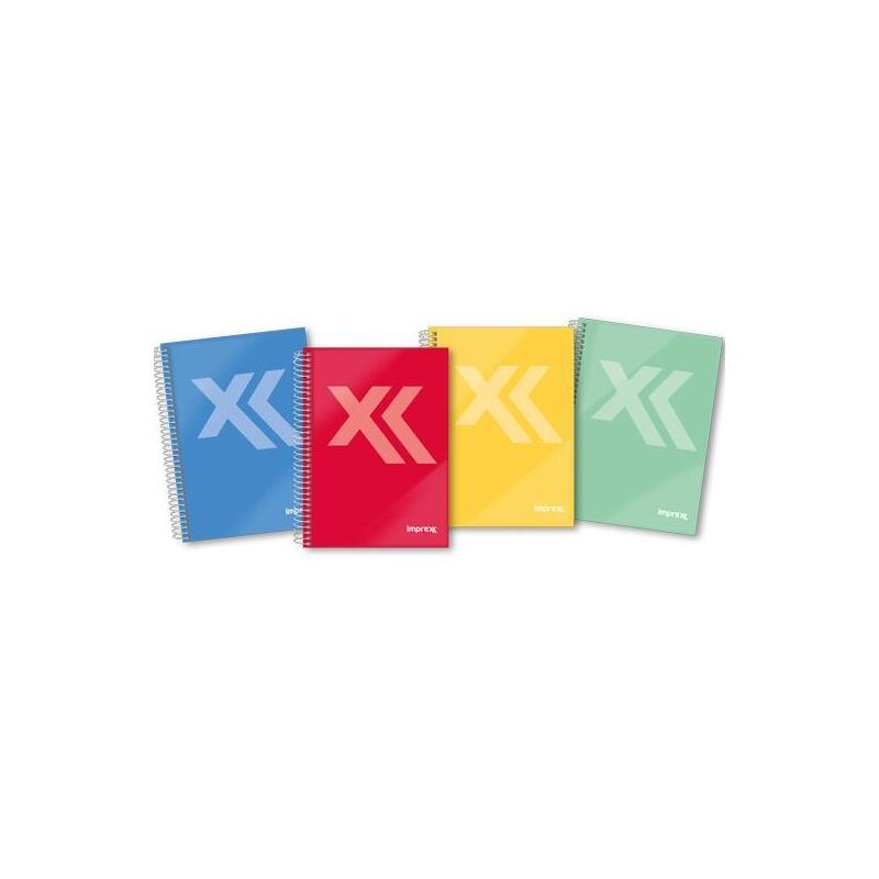 Pack De 4 Unidades Imprex Cuaderno Espiral Tapa Forrada A5 80h 90gr 4x4 Colores Surtidos