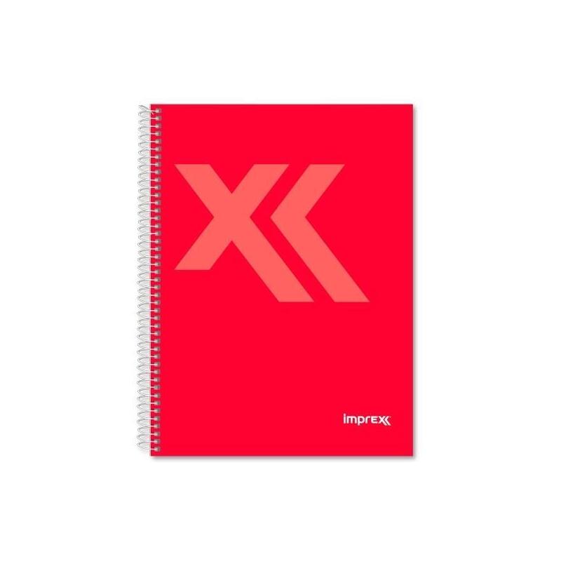Pack De 4 Unidades Imprex Cuaderno Espiral Tapa Forrada Folio 80h 90gr 4x4 Rojo