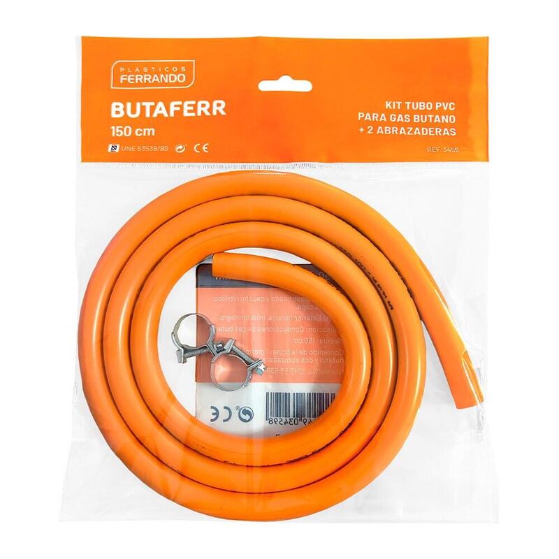 Pack De 4 Unidades - Kit Tubo Pvc Para Gas Butano 1,5 M Y 2 Abrazaderas