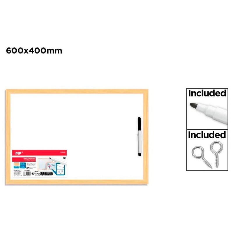 Pack De 4 Unidades - Pizarra Blanca Con Marco De Madera, 60 X 40 Cm + Rotulador