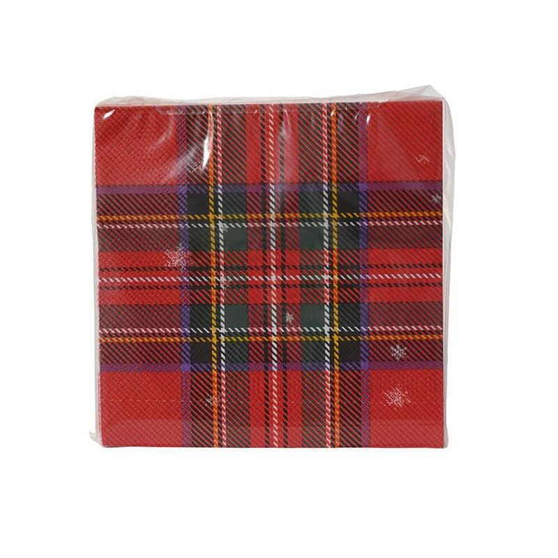 Pack De 4 Unidades - Servilletas De Papel Estampadas Verde/Rojo 33 X 33 Cm