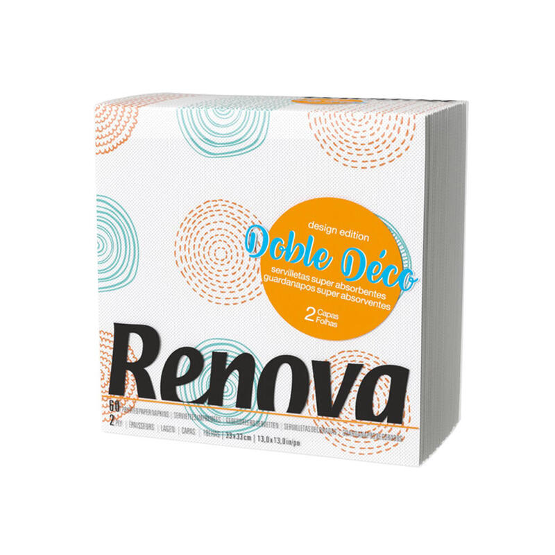 Pack De 4 Unidades - Servilletas De Papel Renova Doble Deco 60 Unid. 33x33cm