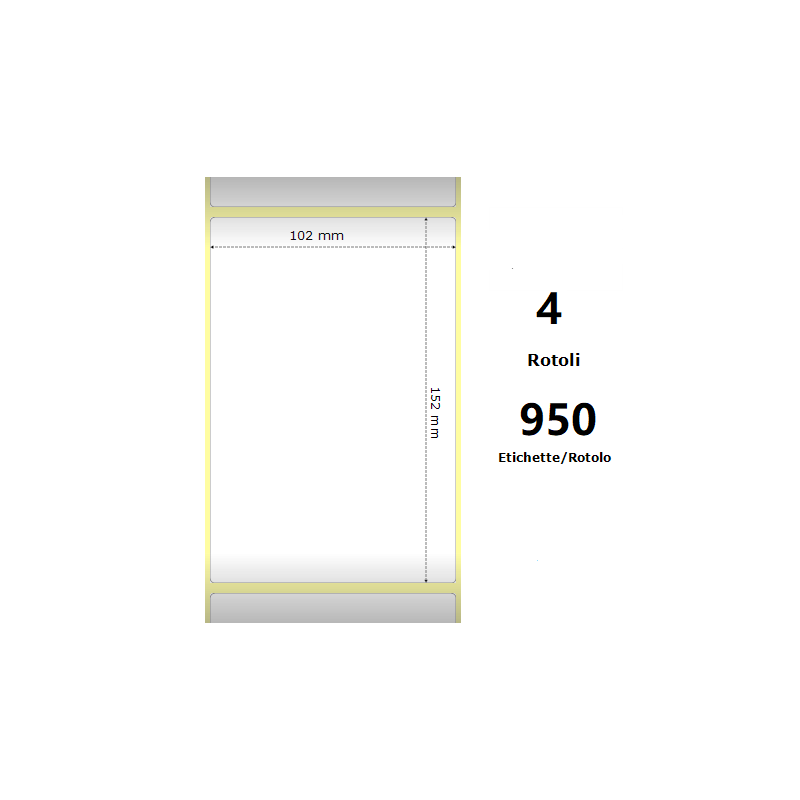 Pack De 4 Unidades White 102x152mm 950 Et/Rotolo Z-2000d 4x6x3 Core Circonferenza 173mm Ze200963