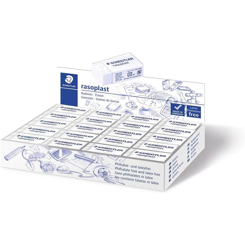 Pack De 40 Unidades Staedtler Rasoplast 526 B40 Goma De Borrar - Borrado De Alta Calidad - Minimos Residuos - Color Blanco