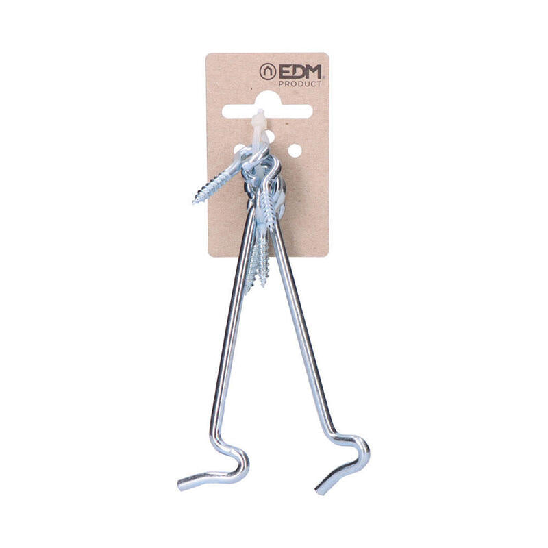 Pack De 5 Unidades - 2 Aldabillas Doble Hembrilla 125mm Zinc En Cartón Colgante Edm