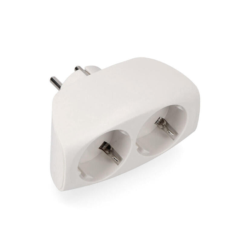 Pack De 5 Unidades - Adaptador Doble 2p+T, 16a 250v~ Entrada Frontal, Blanco (Retractilado)