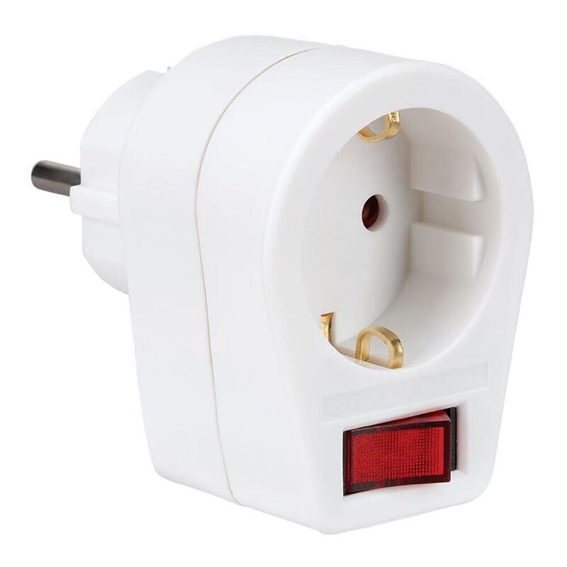 Pack De 5 Unidades - Adaptador Schuko 2p+T 16a 250v~, Con Interruptor, Blanco