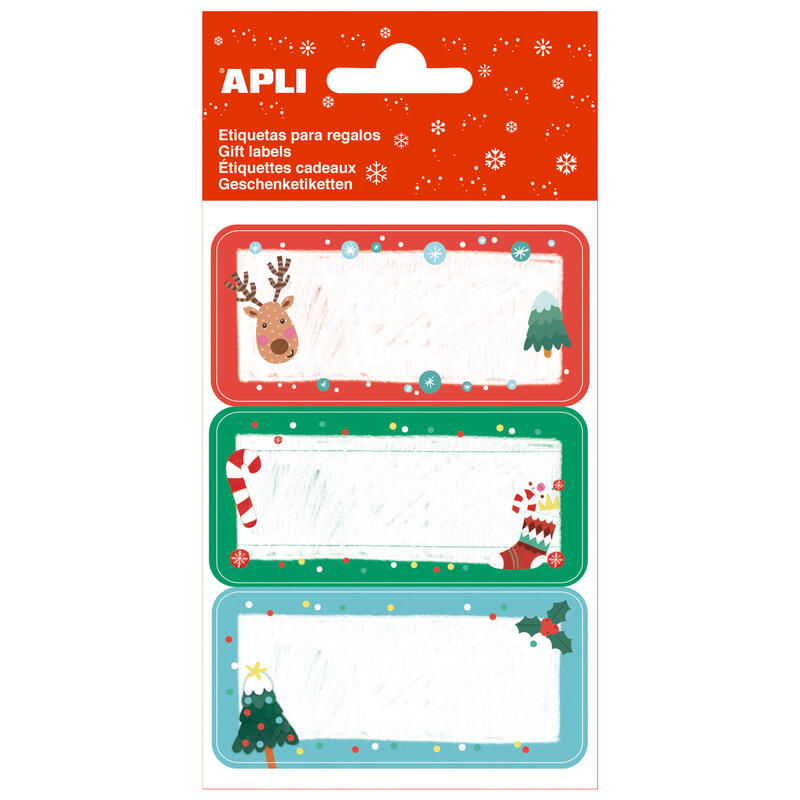 Pack De 5 Unidades Apli Etiquetas Adhesivas Navideñas Muerdago - 9 Etiquetas Rectangulares Con Cantos Redondeados - 3 Diseños Distintos - Adhesivo Permanente De Alta Calidad - Tematica Navideña - Color Rojo Y Verde