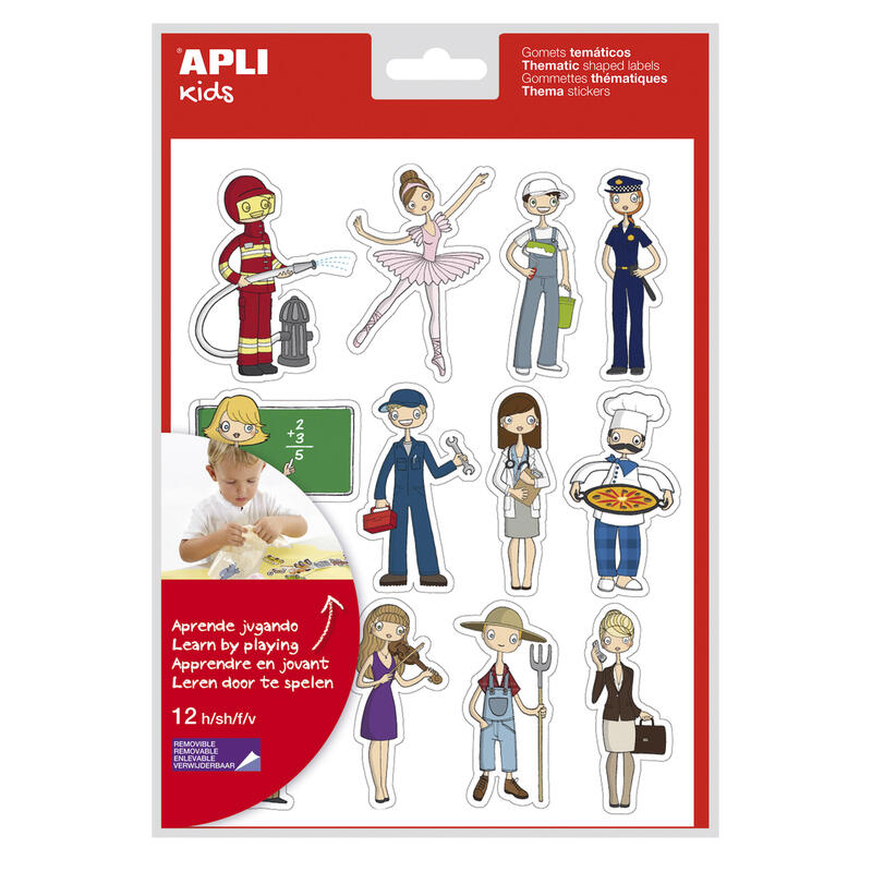 Pack De 5 Unidades Apli Gomets Tematicos Las Profesiones - 144 Unidades - Adhesivo Removible - Desarrollados Con Educadores - Ilustraciones Divertidas - Adhesivo Base Agua - Libre De Disolventes - Coloridos