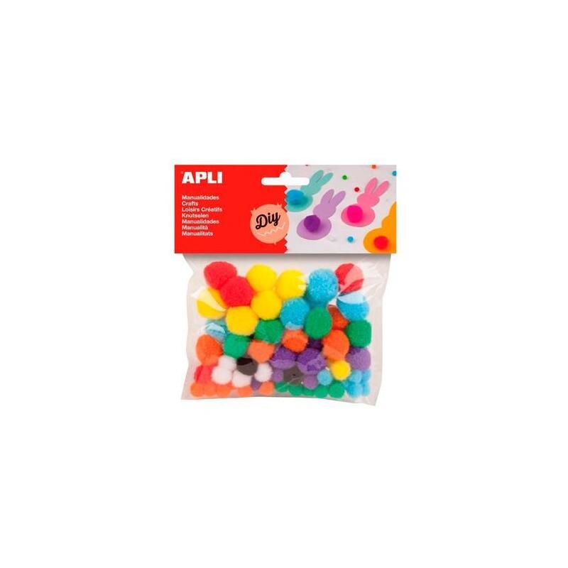 Pack De 5 Unidades Apli Pompones Colores Surtidos -Bolsa 78u-