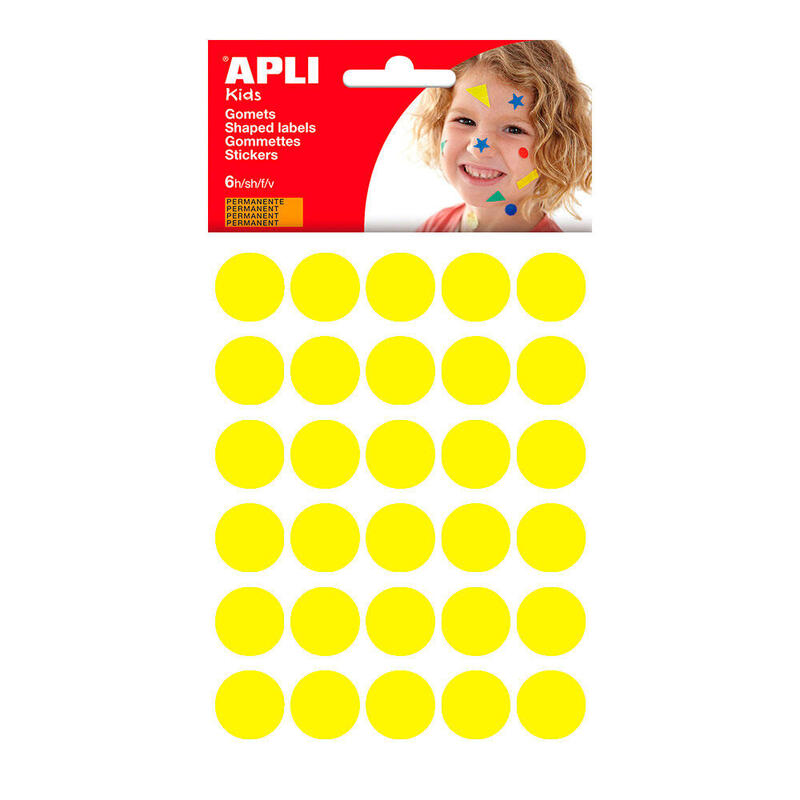 Pack De 5 Unidades - Blister 180 Unid. Gomets Redondos Color Amarillo Medida Ø20mm