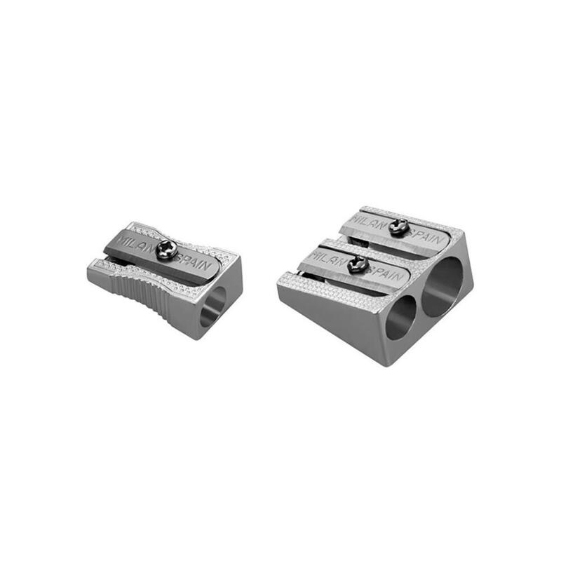 Pack De 5 Unidades - Blister Con 2 Sacapuntas De Aluminio Milan