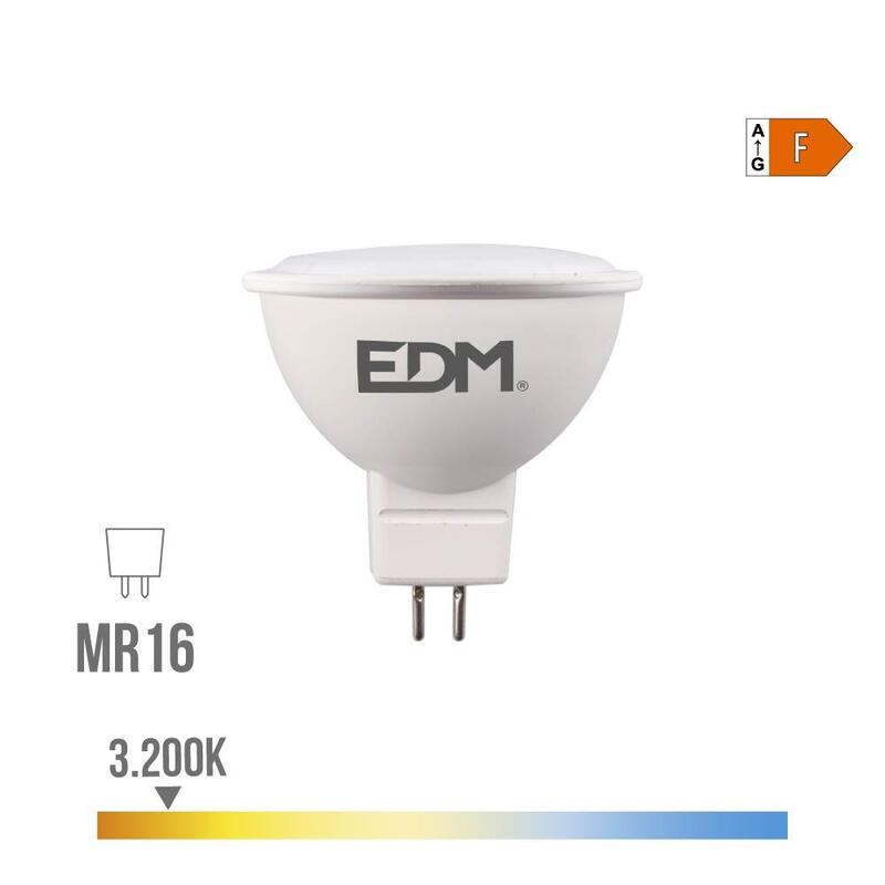 Pack De 5 Unidades - Bombilla Dicroica Led Mr16 8 W 780 Lm 3200 K Luz Cálida 120° Ø5 X 5 Cm