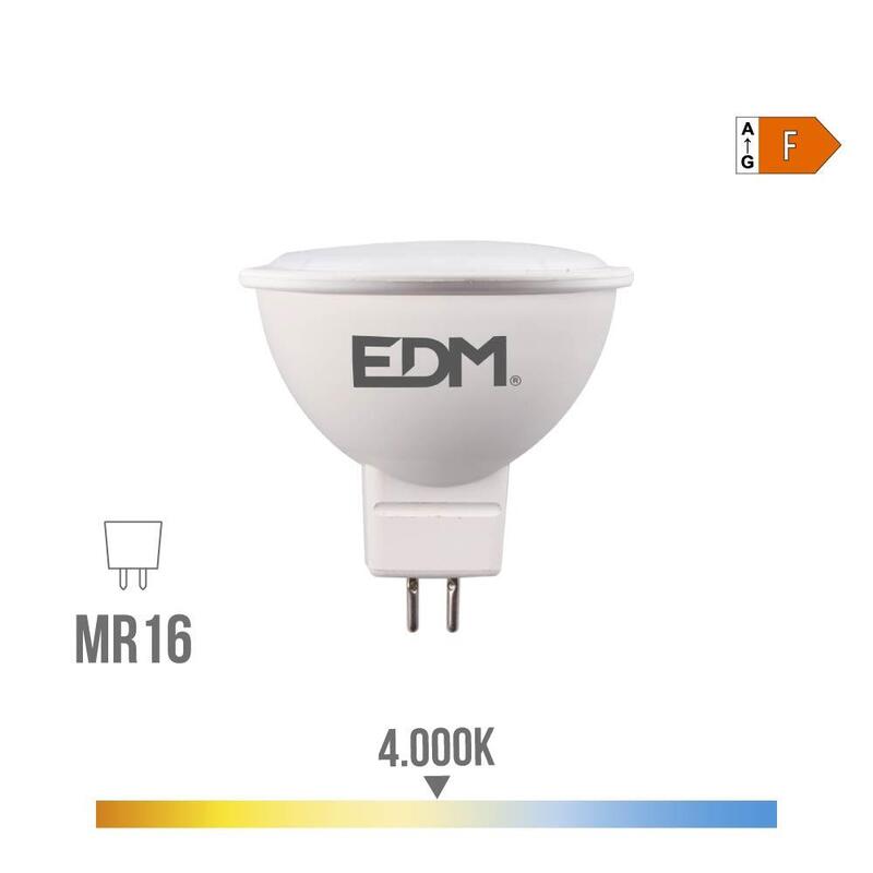Pack De 5 Unidades - Bombilla Dicroica Led Mr16 8 W 780 Lm 4000 K Luz Dia 120° Ø5 X 5 Cm