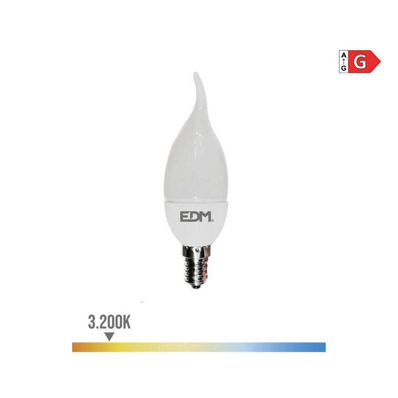 Pack De 5 Unidades - Bombilla Vela Bohemia Led E14 5w 400lm 3200k Luz Calida Ø3,8x12,5cm Edm