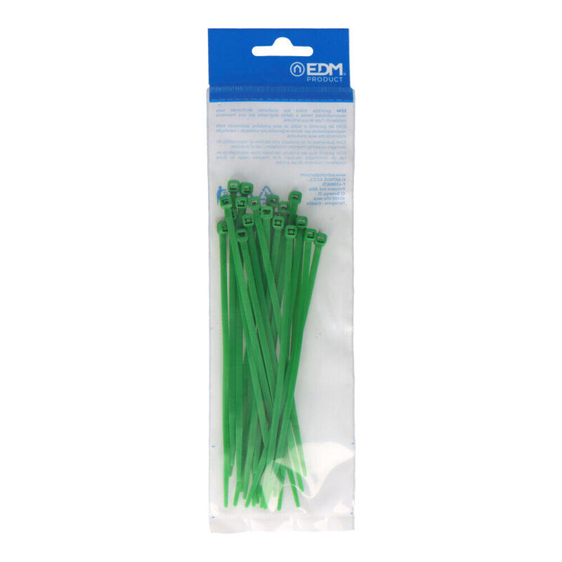 Pack De 5 Unidades - Bridas Verdes 150x3,5mm Nylon Alta Calidad (Blister 25 Unid.) Edm