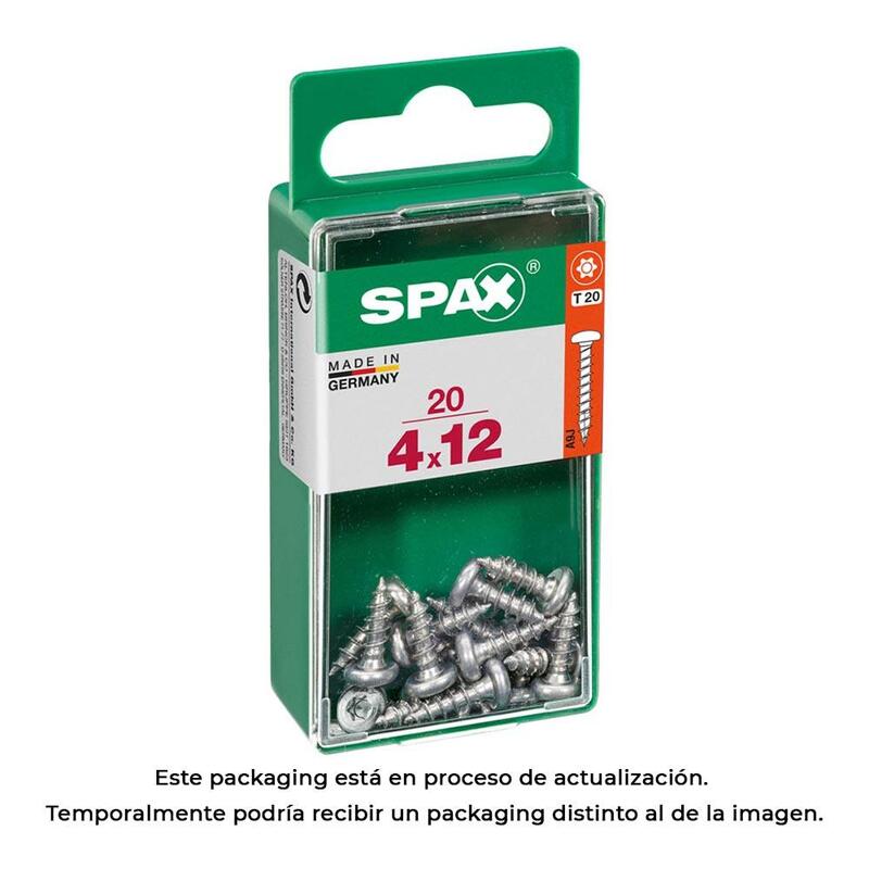Pack De 5 Unidades - Caja 20 Unid. Tornillo Madera Spax Cab. Redonda Wirox 4,0x12mm Spax