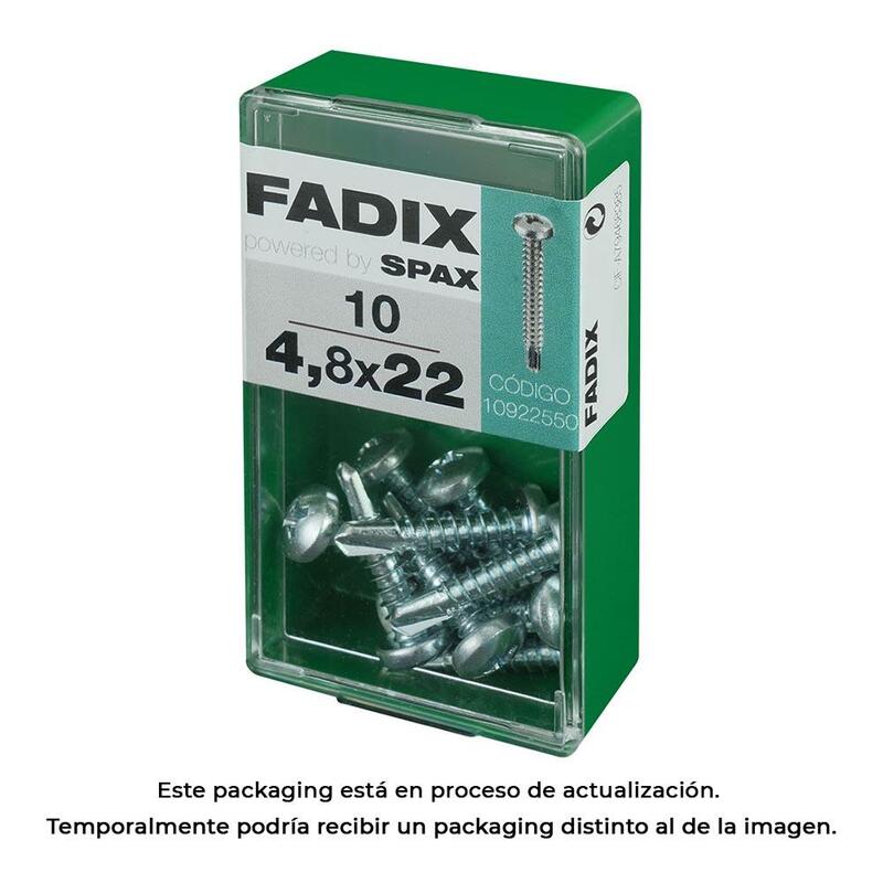 Pack De 5 Unidades - Caja S 10 Unid. Tornillo Rosca Chapa Cr Autot. 4,8x22mm Fadix