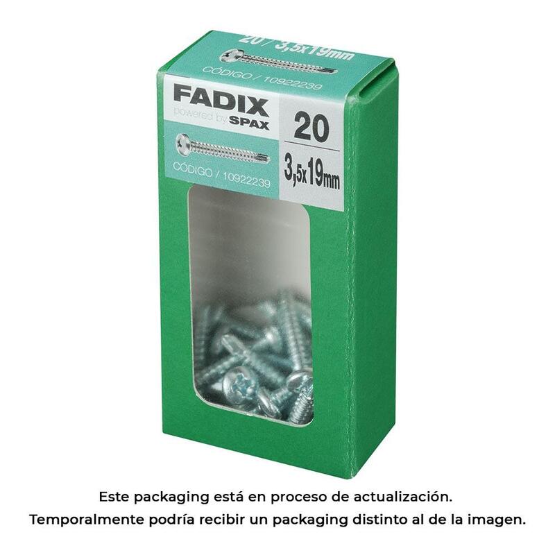 Pack De 5 Unidades - Caja S 20 Unid. Tornillo Rosca Chapa Cr Autot. 3,5x19mm Fadix