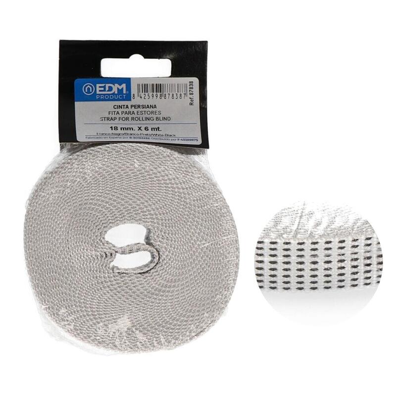 Pack De 5 Unidades - Cinta Persiana Compacto 18mm X 6m Blanco/Negro Edm