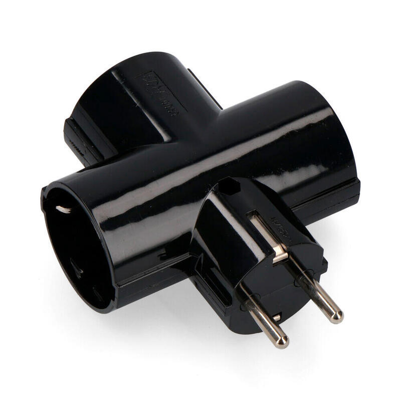 Pack De 5 Unidades - Clavija Triple Negra Blister Con Baquelita T/Tl 16a 250v Edm