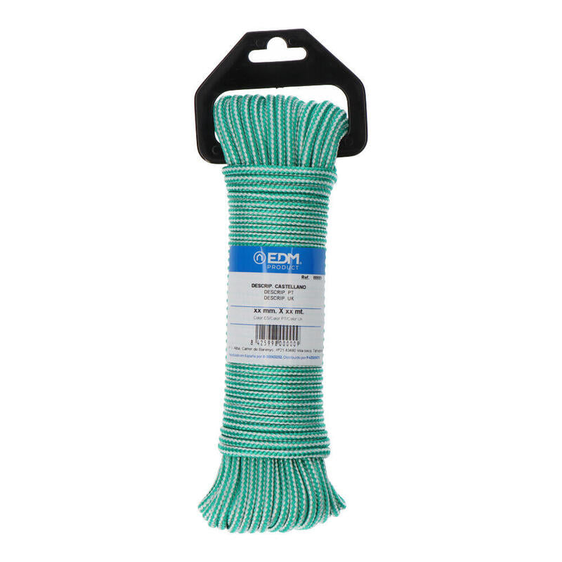 Pack De 5 Unidades - Cordón Trenzada Polipropileno Verde / Blanco, Calibre 4,5 Mm X 25 M