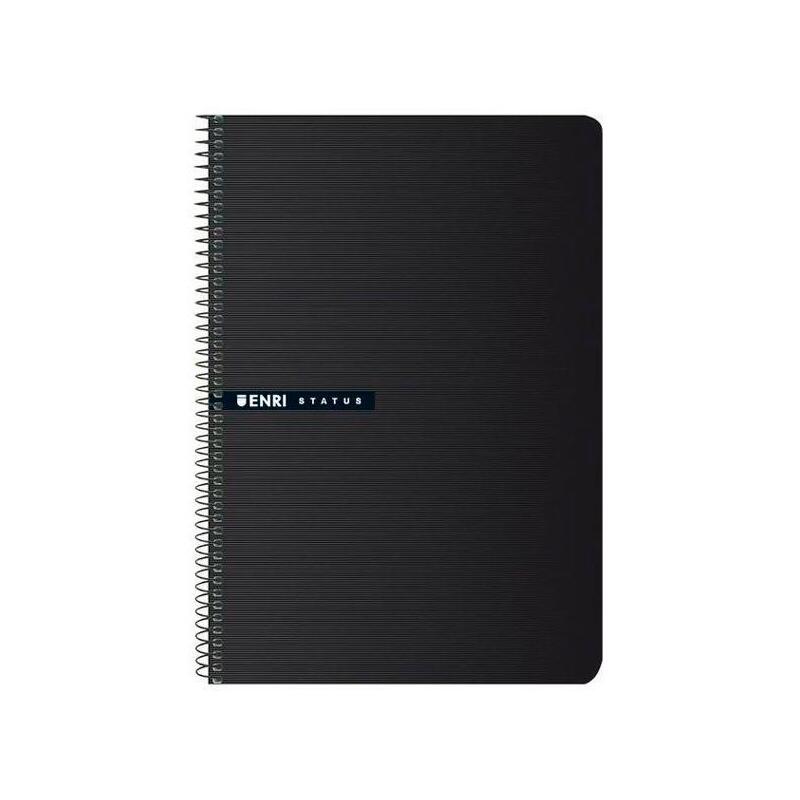 Pack De 5 Unidades Enri Cuaderno Espiral 100h Folio Cuadrícula 4x4 Negro