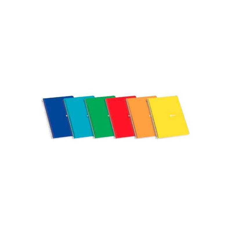 Pack De 5 Unidades Enri Cuaderno Espiral 1/4 T/Dura 80h Pauta 3 C/M Colores Surtidos
