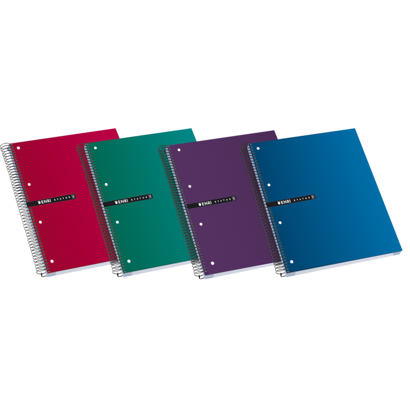Pack De 5 Unidades Enri Status A4+ Cuaderno Espiral Microperforado - Tapa Extradura - 120 Hojas - Colores Surtidos