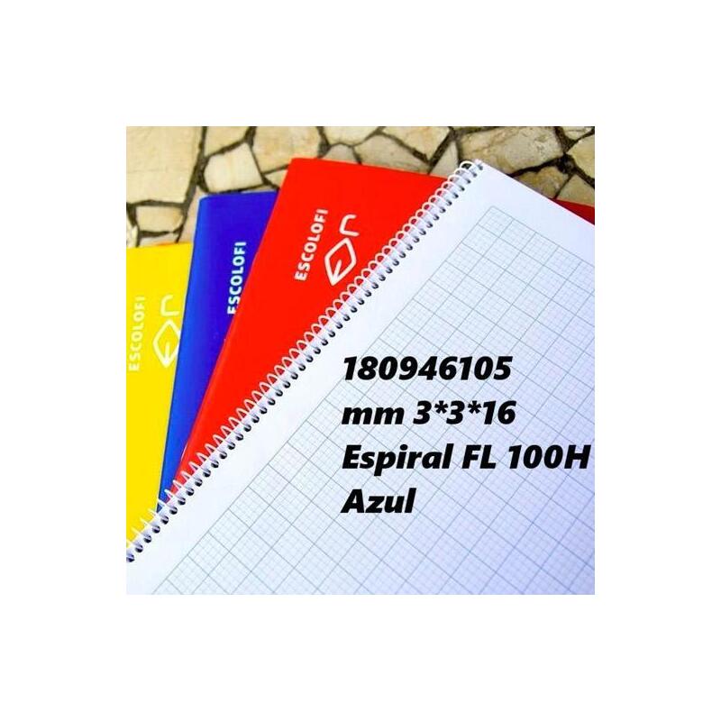 Pack De 5 Unidades Escolofi Cuaderno Espiral 100h Folio 70gr Milimetrado 3x3x16 Azul