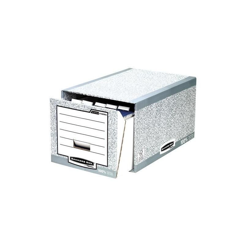 Pack De 5 Unidades Fellowes Bankers Box Cajon Archivador - Montaje Manual - Carton Reciclado Certificacion Fsc - Color Gris