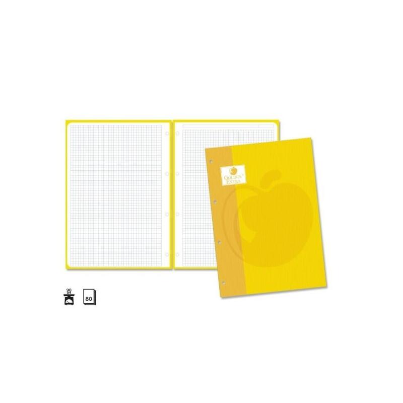 Pack De 5 Unidades Golden Extra Recambio De 80 Hojas 90gr Cuadricula 4x4 - Formato A4 - 4 Taladros Y Banda De Color