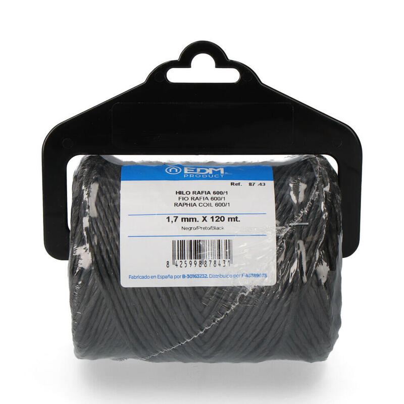 Pack De 5 Unidades - Hilo Rafia 600/1 Bobina 220g/120m Negro Edm