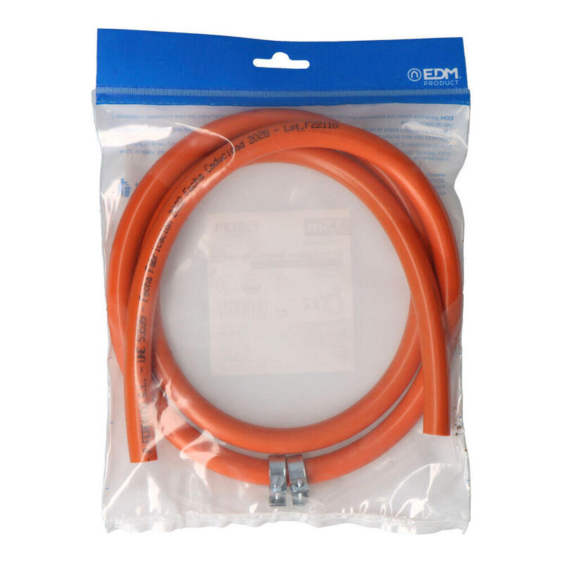 Pack De 5 Unidades - Kit Manguera Butaflex Bicapa 9x15mm 1,50m (Incluye 2 Abrazaderas) Edm