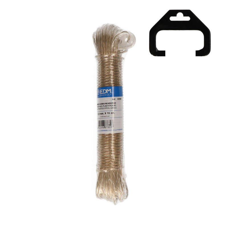 Pack De 5 Unidades - Madeja Cable Acero Plastificado 15m Oro Edm