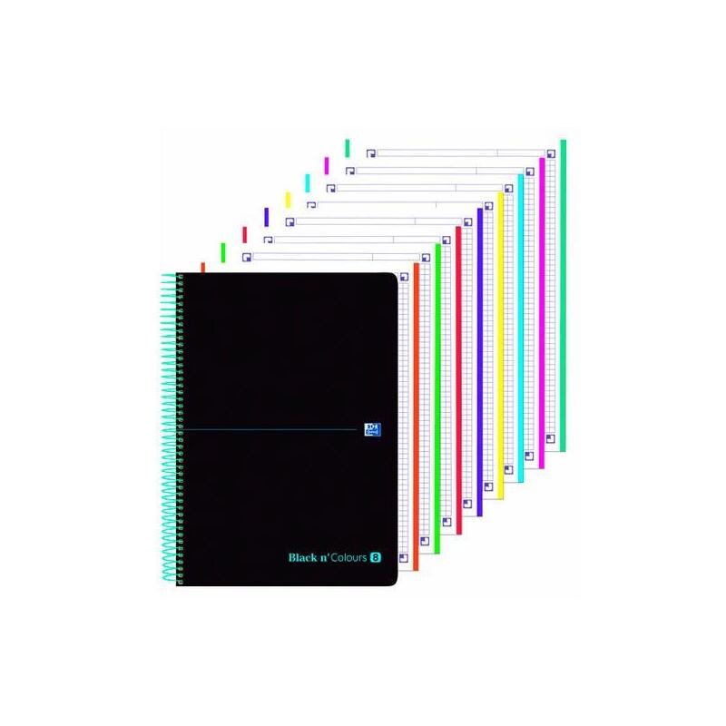 Pack De 5 Unidades Oxford Cuaderno Black N´Colours Europeanbook 8 Microperforado 160h A4+ 5x5 T/Plástico Negro