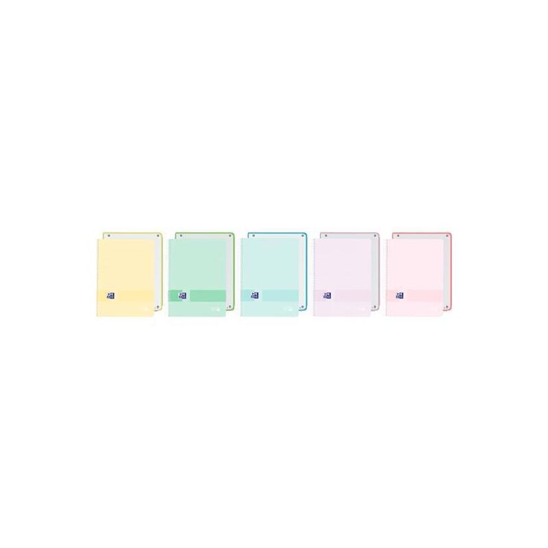 Pack De 5 Unidades Oxford Cuaderno Europeanbook 1 Live&Go  80h A4+ 5x5 Tapa Plástico Opaco C/Surtidos Pastel