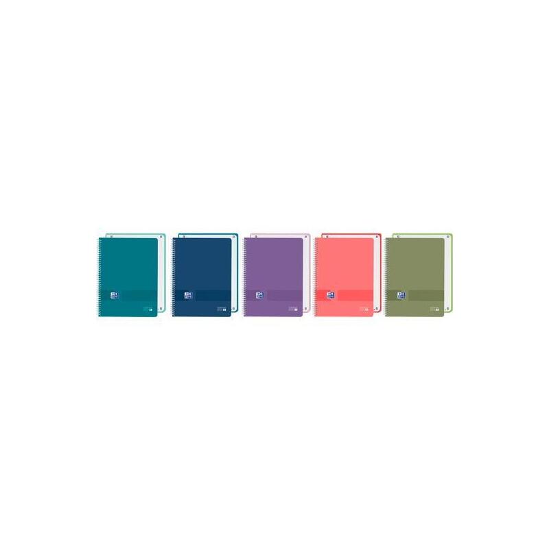Pack De 5 Unidades Oxford Cuaderno Europeanbook 1 Live&Go  80h A4+ 5x5 Tapa Plástico Opaco C/Surtidos Vivos
