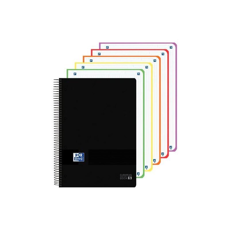 Pack De 5 Unidades Oxford Cuaderno Europeanbook 5 Live&Go 120h A4+ 5x5 Write&Erase T/Plástico Negro