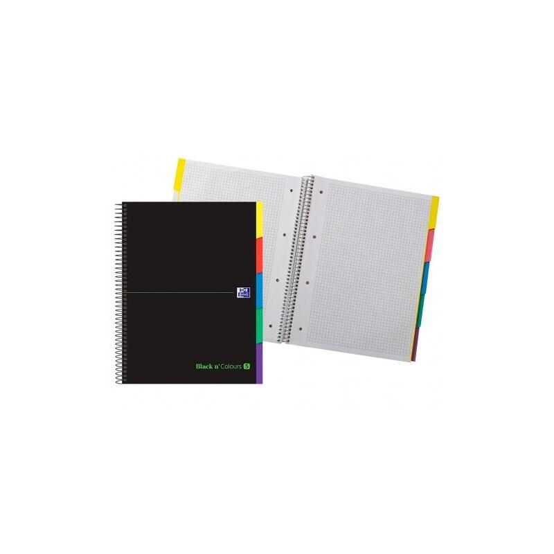 Pack De 5 Unidades Oxford Cuaderno Europeanbook 5 &You 100h A4+ 5x5 Con 5 Pestañas Tapa Extradura Negro