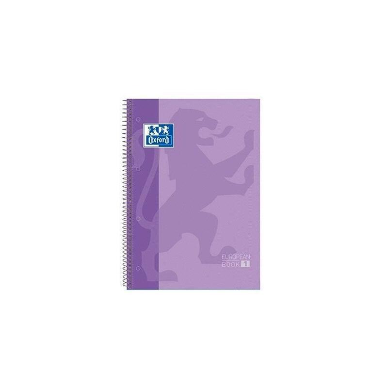Pack De 5 Unidades Oxford Cuaderno Touch Europeanbook 1 Write&Erase 80h A4+ 5x5mm Microperforado T/Extradura Malva Pastel