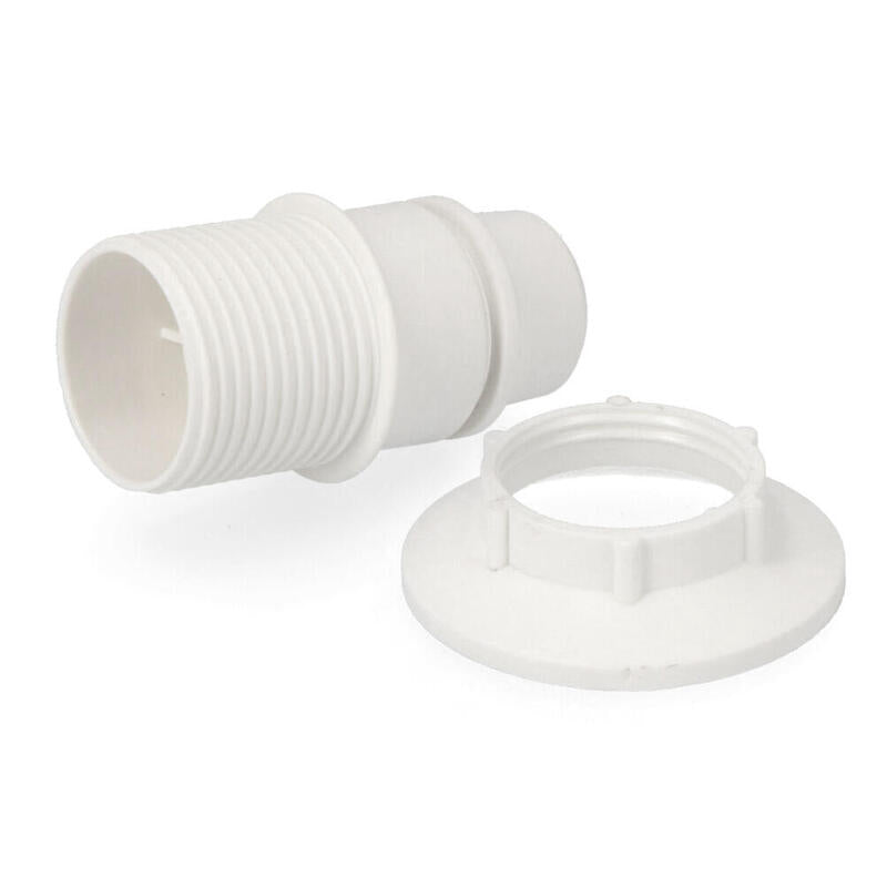 Pack De 5 Unidades - Portalamparas E-14 Semi-Roscado+ Arandela Retractilado Blanco