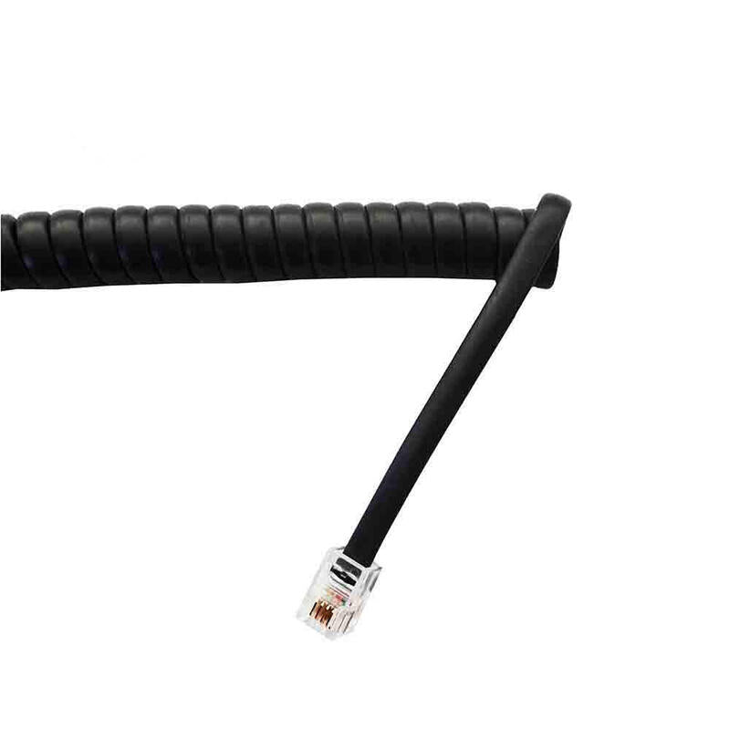 Pack De 5 Unidades - Prolongacion Telefonica 4.5m 4 Vias Macho-Macho Mini Negro Rizada
